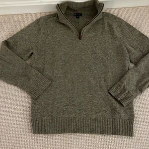 Men’s 1/4 zip lambswool sweater , grey/beige color